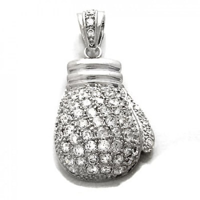 Sterling Silver Cubic Zirconia Boxing Glove Pendant